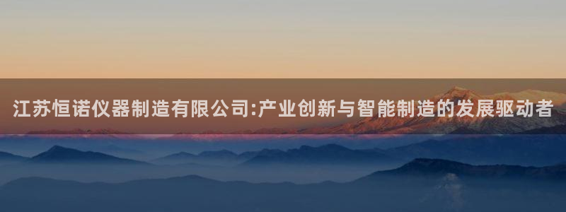 星欧娱乐最新优惠活动：江苏恒诺仪器制造有限公司:产业创新与智