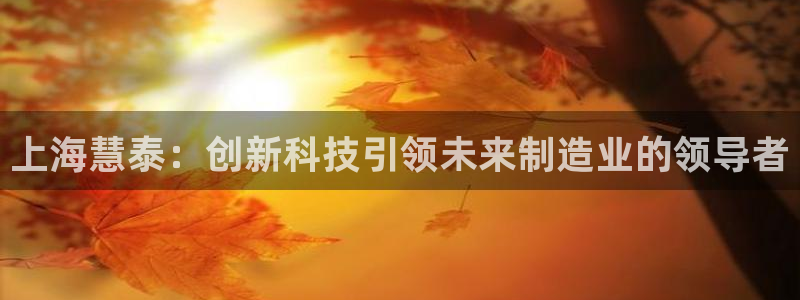 星欧娱乐怎么注册：上海慧泰：创新科技引领未来制造业的领导者