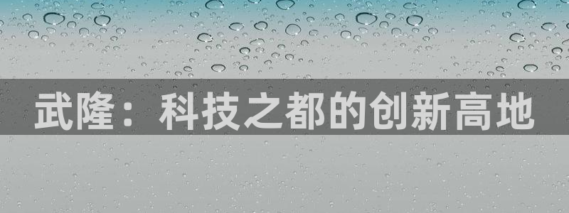 星欧娱乐游戏：武隆：科技之都的创新高地